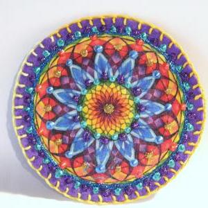 Hippie Boho Mandala Patch, Personalized Hand Embroidered, Painted Decorative Accessory for Jeans, t shirts, bags