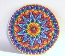 Hippie Boho Mandala Patch, Personalized Hand Embroidered, Painted Decorative Accessory for Jeans, t shirts, bags
